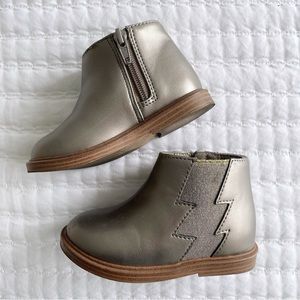 ZARA Baby Girl Boots Gold Pewter Booties Toddler Shoes SZ 3